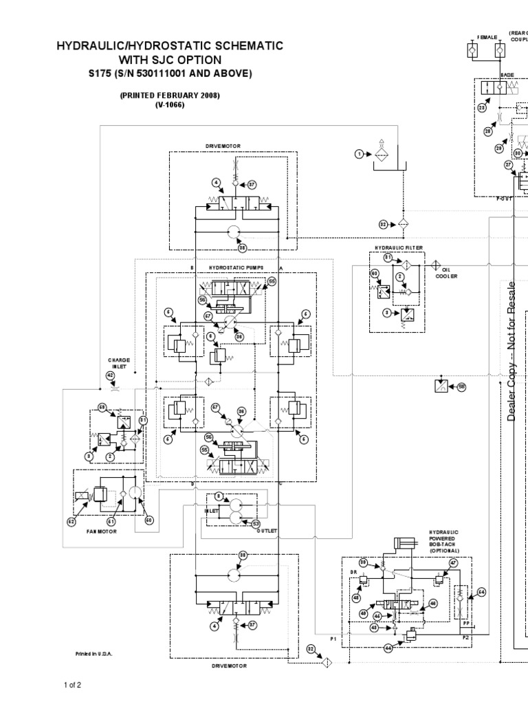 Hydraulic/Hydrostatic Schematic With SJC Option: S175 (S/N 530111001 ...