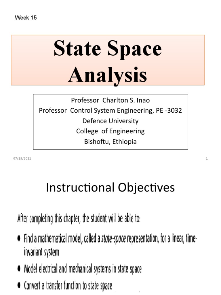 State Space Analysis in Control Systems | PDF | Matrix (Mathematics ...