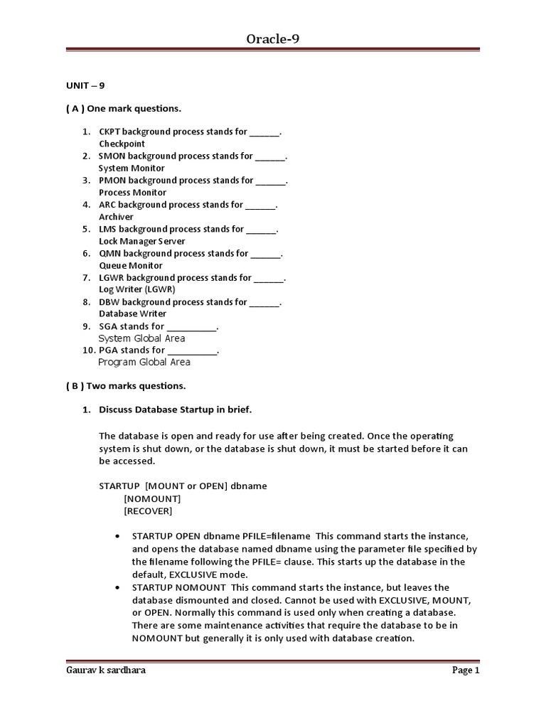 Oracle Database Basics | PDF | Process (Computing) | Databases