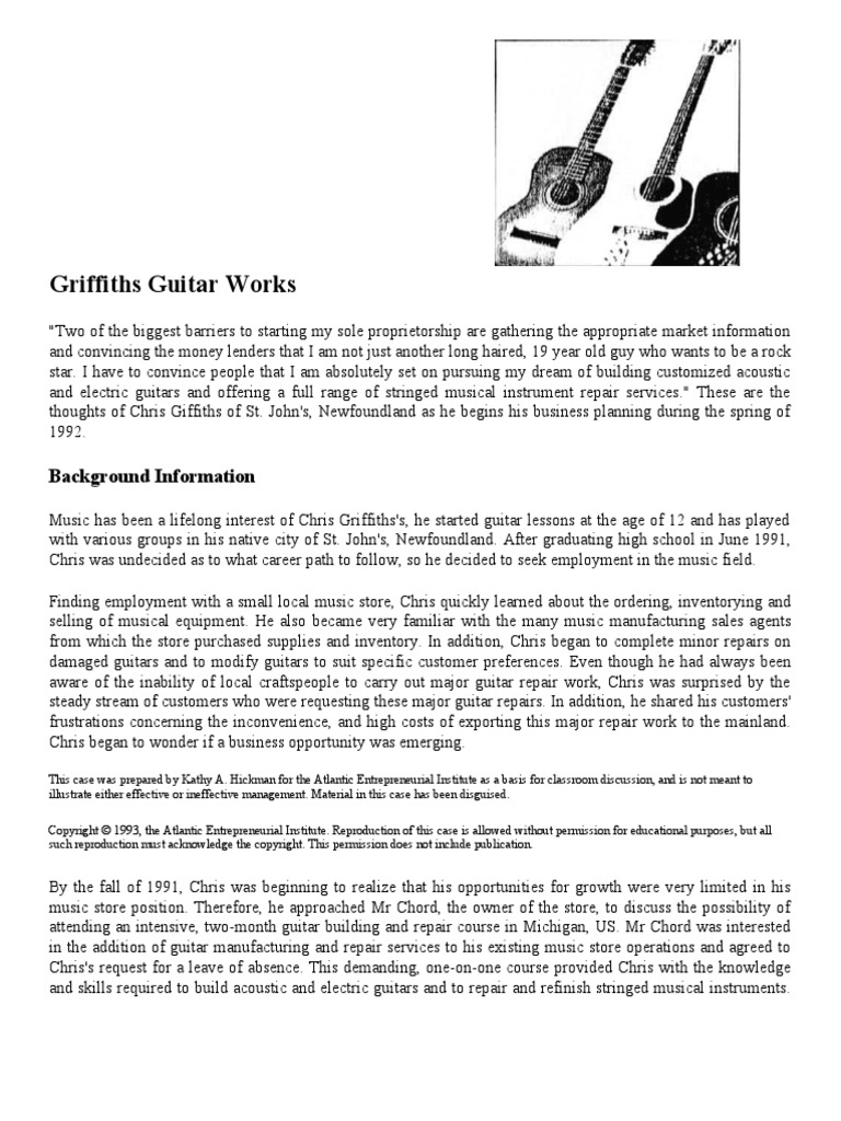 Griffiths Guitar Works Background Information PDF Target Audience