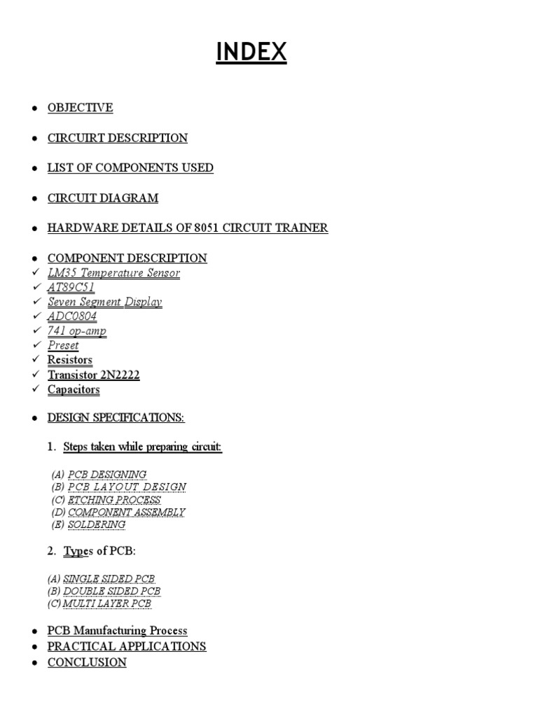 Digital Thermometer Using 8051 Microcontroller Project Report PDF