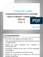 Gage University College: Organizational Behavior & Leadership Master of Business Administration MBA 631 CR.H 2