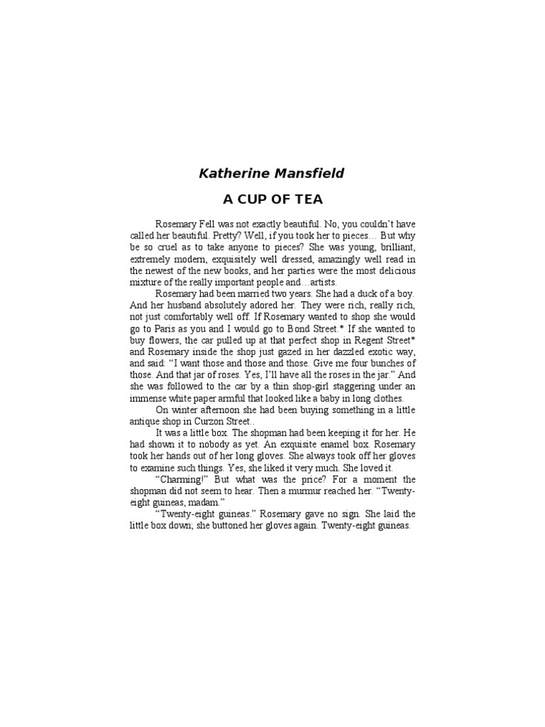 Katherine Mansfield A Cup Of Tea Pdf