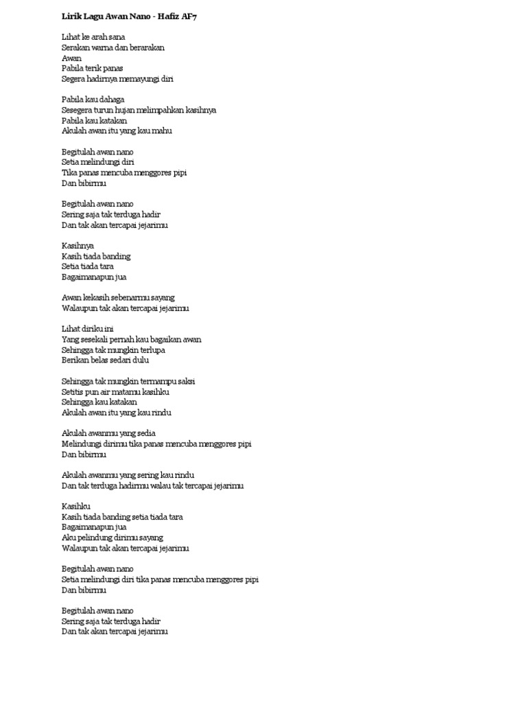Lirik Lagu Awan Nano Pdf