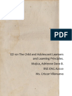 ED 101 The Child and Adolescent Learners and Learning Principles Activity #2 Mojica, Adrienne B.