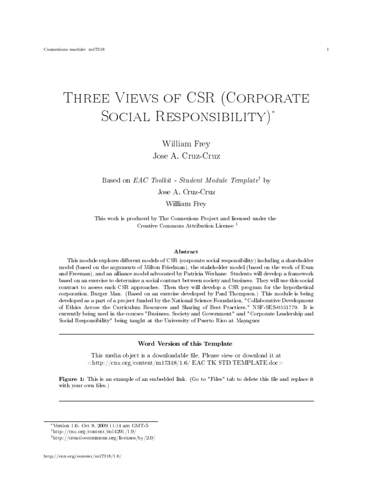 Three Views of CSR | PDF | Corporate Social Responsibility ...