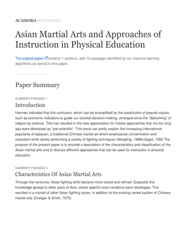 Overview of Asian Martial Arts in Education | PDF | Chinese Martial ...