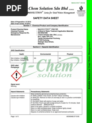 3360 Me Sds Ghs I Chem Pdf Personal Protective Equipment Toxicity