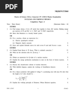 Master of Science (M.SC.) Semester-IV (CBCS) Physics Examination Nuclear and Particle Physics Compulsory Paper-1