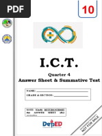 Answer Sheet & Summative Test: Quarter 4