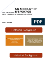 Pigafetta'S Account of Magellan'S Voyage: Ge105 - Readings in The Philippine History