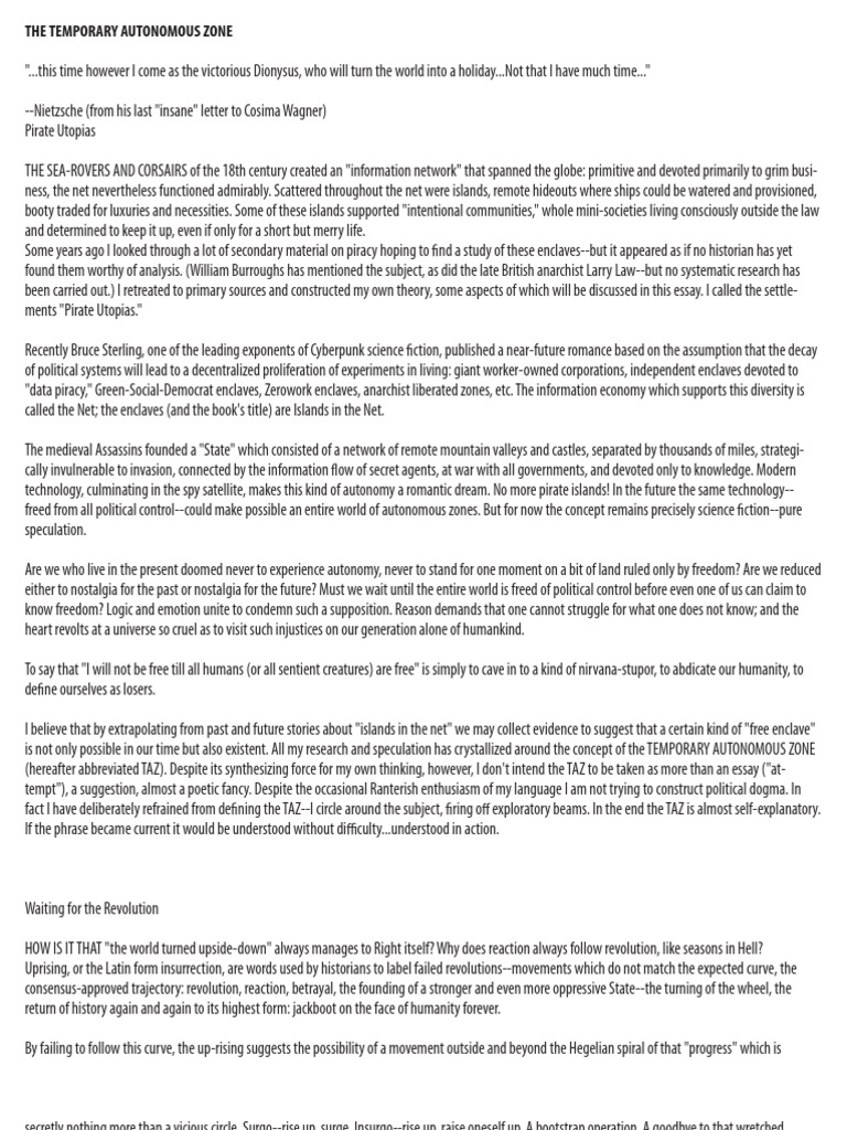 Taz Temporary Autonomous Zone | PDF | Piracy | Autonomy