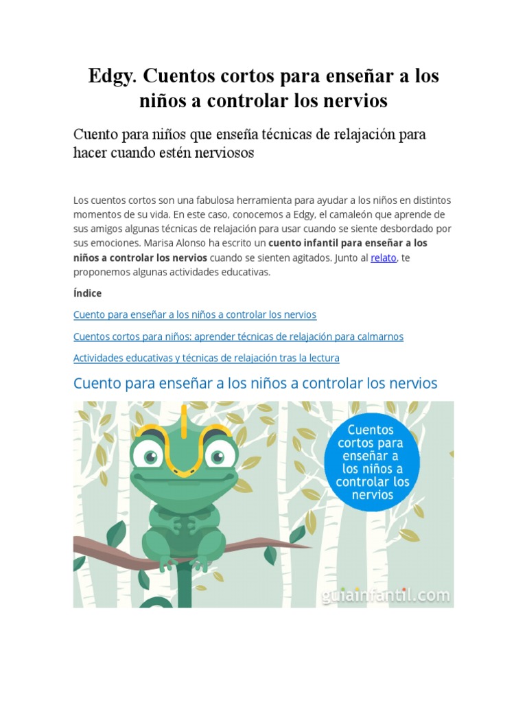 Edgy. Cuentos Cortos para Enseñar A Los Niños A Controlar Los Nervios | PDF