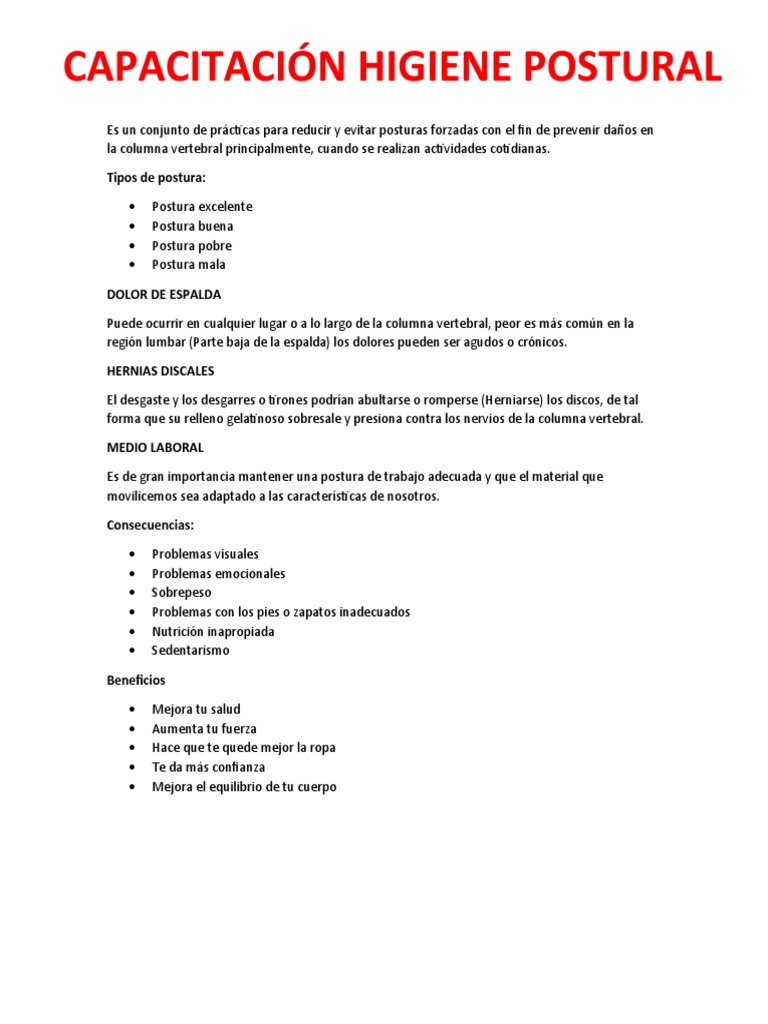 Prevención de Lesiones con Higiene Postural | PDF | Relaciones ...