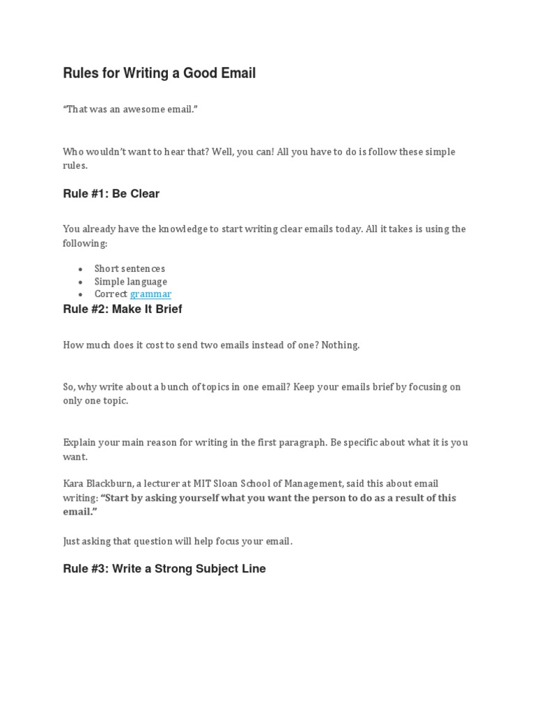 Essential Rules for Effective Email Writing | PDF | Self-Improvement