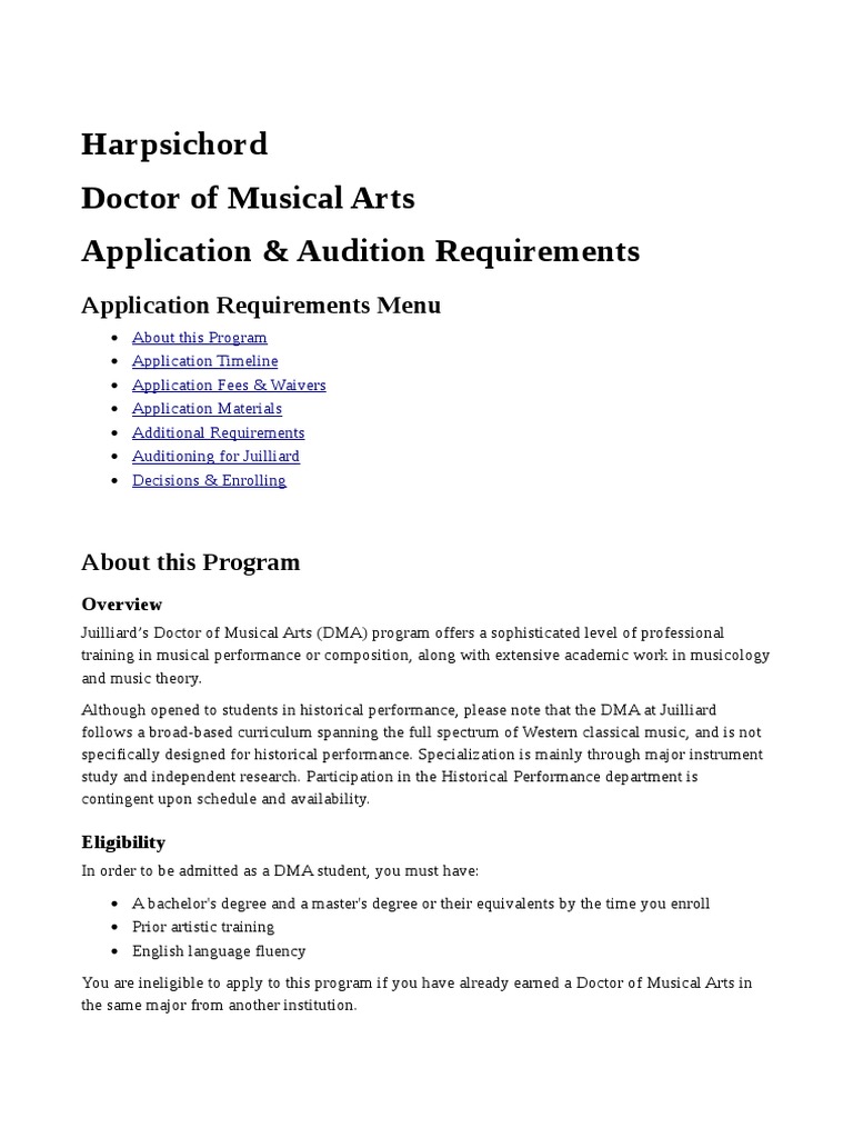 Juilliard Application Process