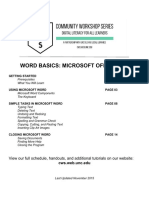 Word Basics: Microsoft Office 2013: View Our Full Schedule, Handouts, and Additional Tutorials On Our Website