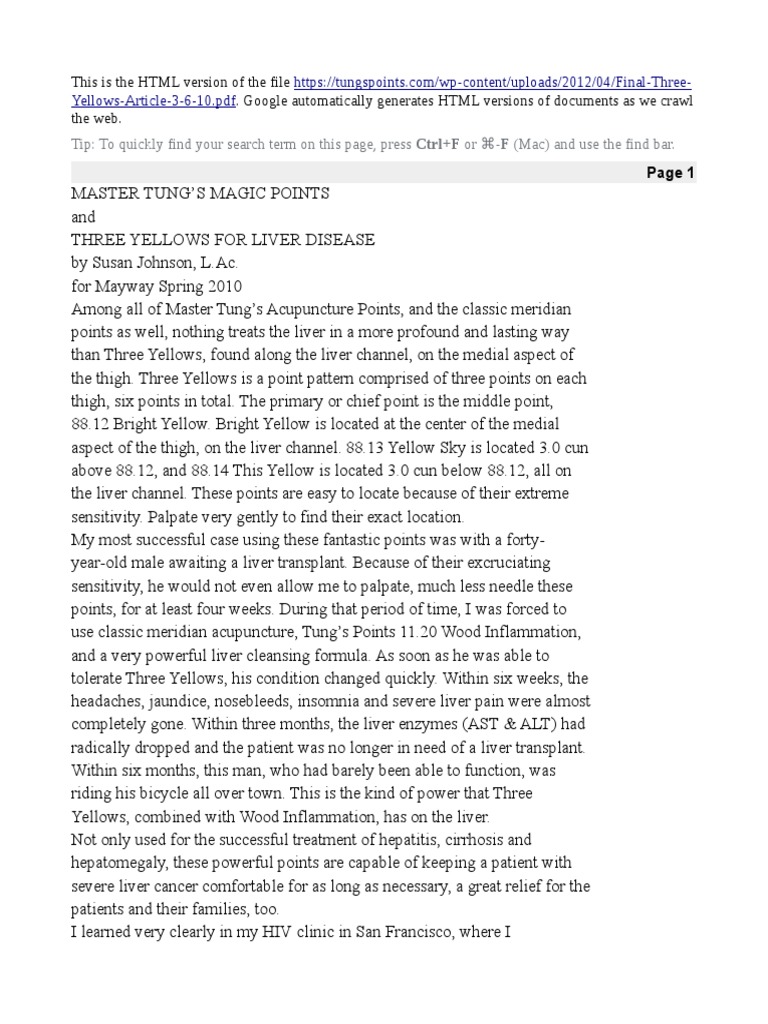 Master Tung's Magic Points PDF Hepatitis Liver