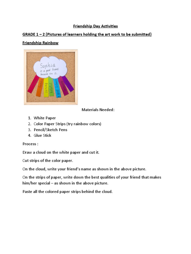 Creative Friendship Day Activities | PDF | Home & Garden