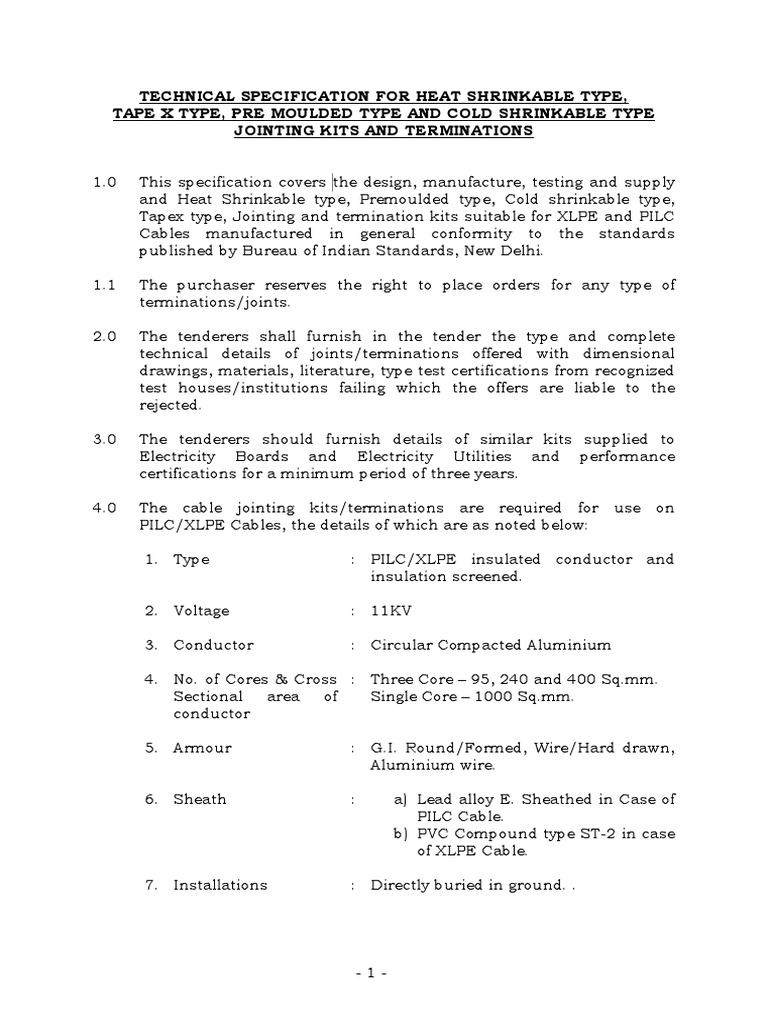 11KV Cable Jointing and Termination Kits | PDF | Insulator (Electricity ...