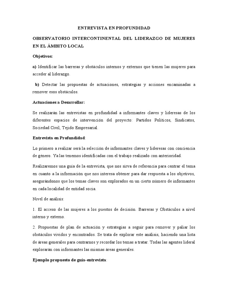 Ejemplo de Entrevista en Profundidad | PDF | Liderazgo | Science