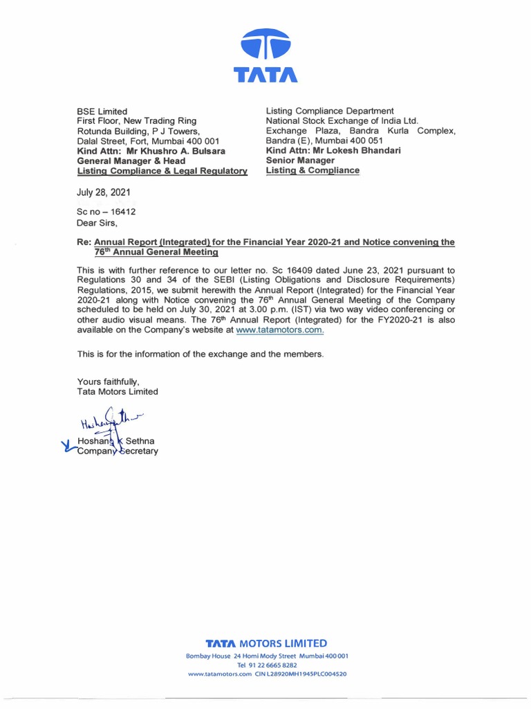 Tata Motors Annual REPORT PDF Motor Vehicle Business