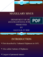 Maxillary Sinus: Department of Oral &maxillofacial Surgery Presented BY Saluja S-Iv Bds