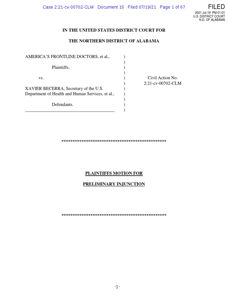 Motion For Preliminary Injunction File Stamped | PDF | Phases Of ...