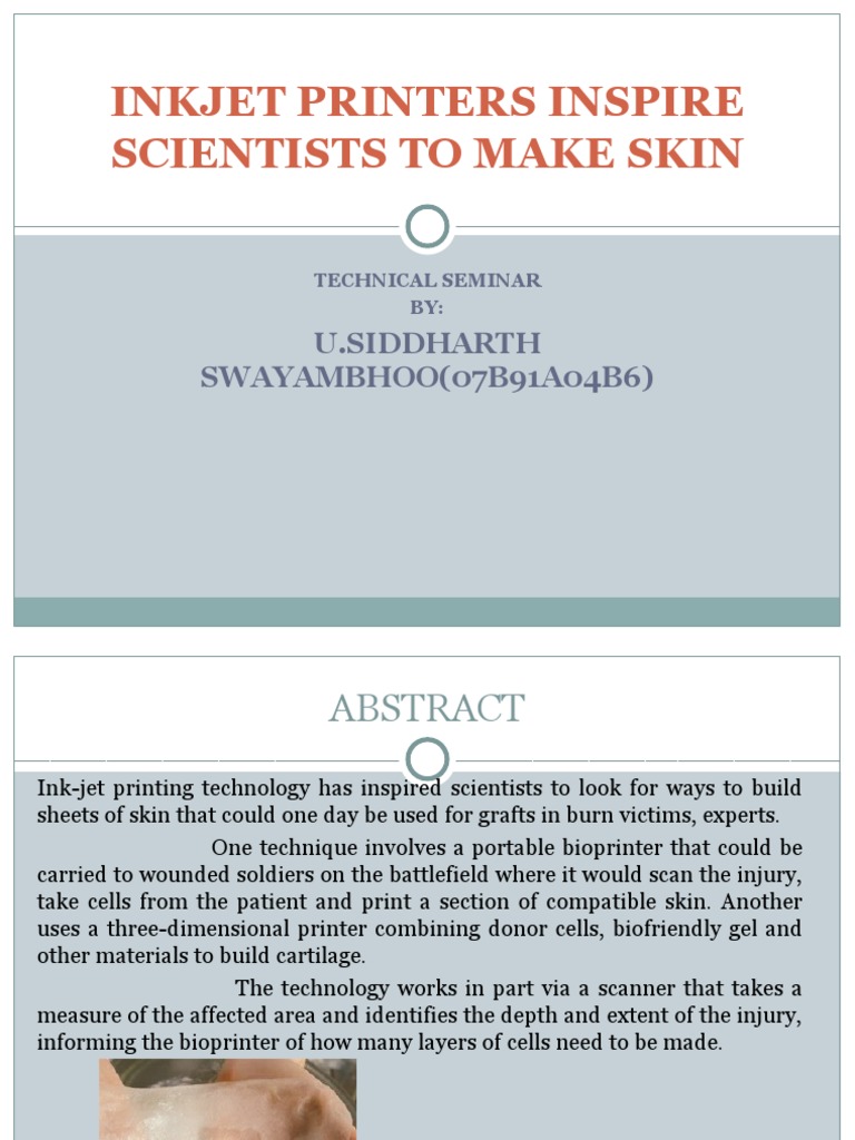 Inkjet Printing for Skin Grafts | PDF | Skin | Epithelium