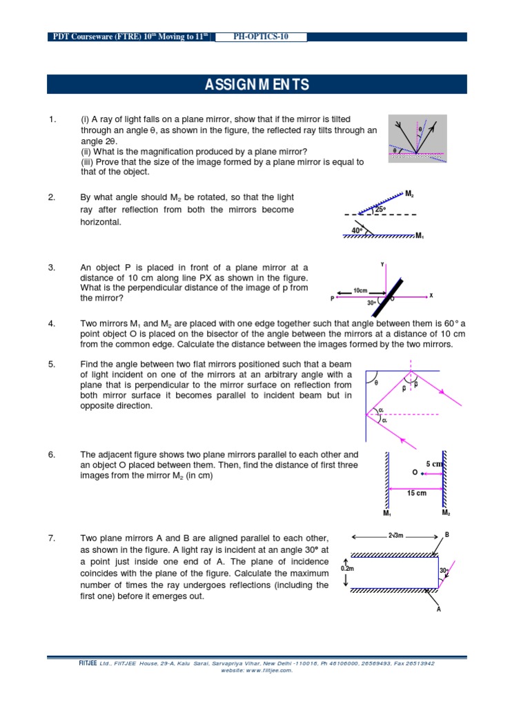 Assignments PDT Courseware (FTRE) 10 Moving To 11 PDF Mirror Optics