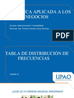 Estadística Aplicada A LOS Negocios: Escuela: Administración / Contabilidad Docente: Ing. Thainna Aracely Leyva Sánchez