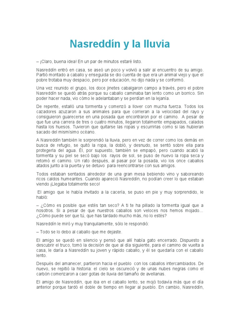 Nasreddín y La Lluvia | PDF