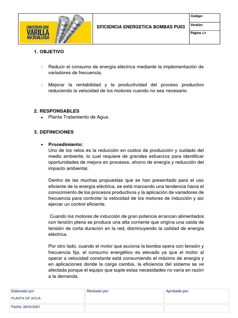 Eficiencia Energética en Bombas PU03 | PDF | Uso eficiente de energía ...