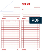 Credit Note Template for 20