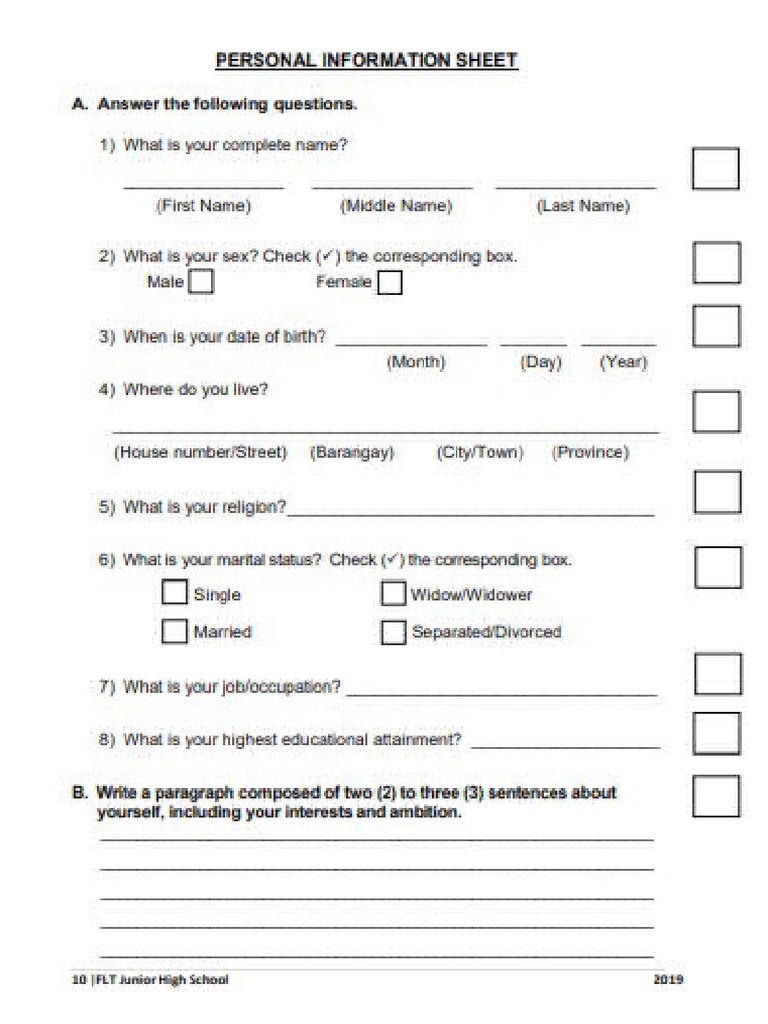 FLT Answer Sheet PDF