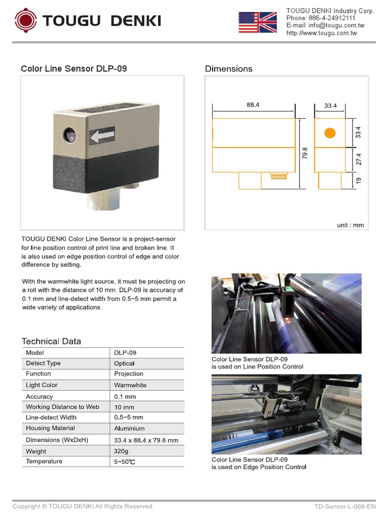 Color Line Sensor DLP-09 - TOUGU DENKI Line Position Control | PDF