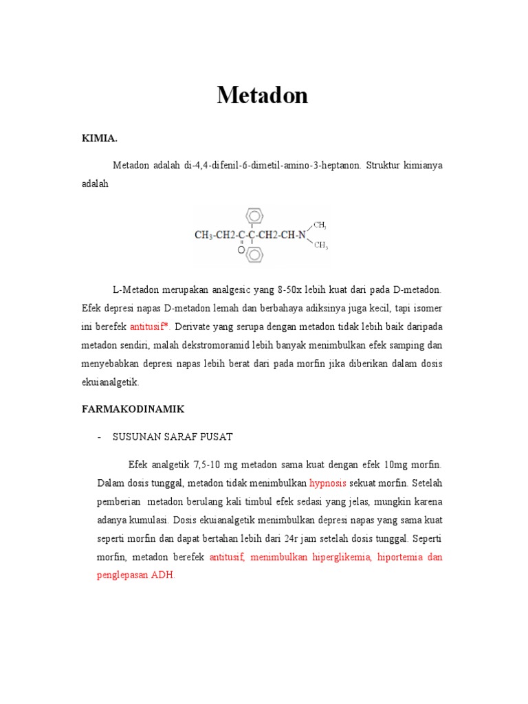 Metadon: Analgesik Kuat dan Antitusif | PDF