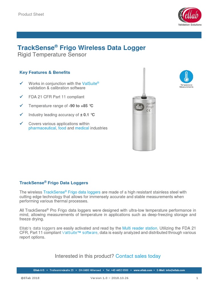 Ellab TrackSense Frigo Data Logger | PDF | Temperature | Applied And ...