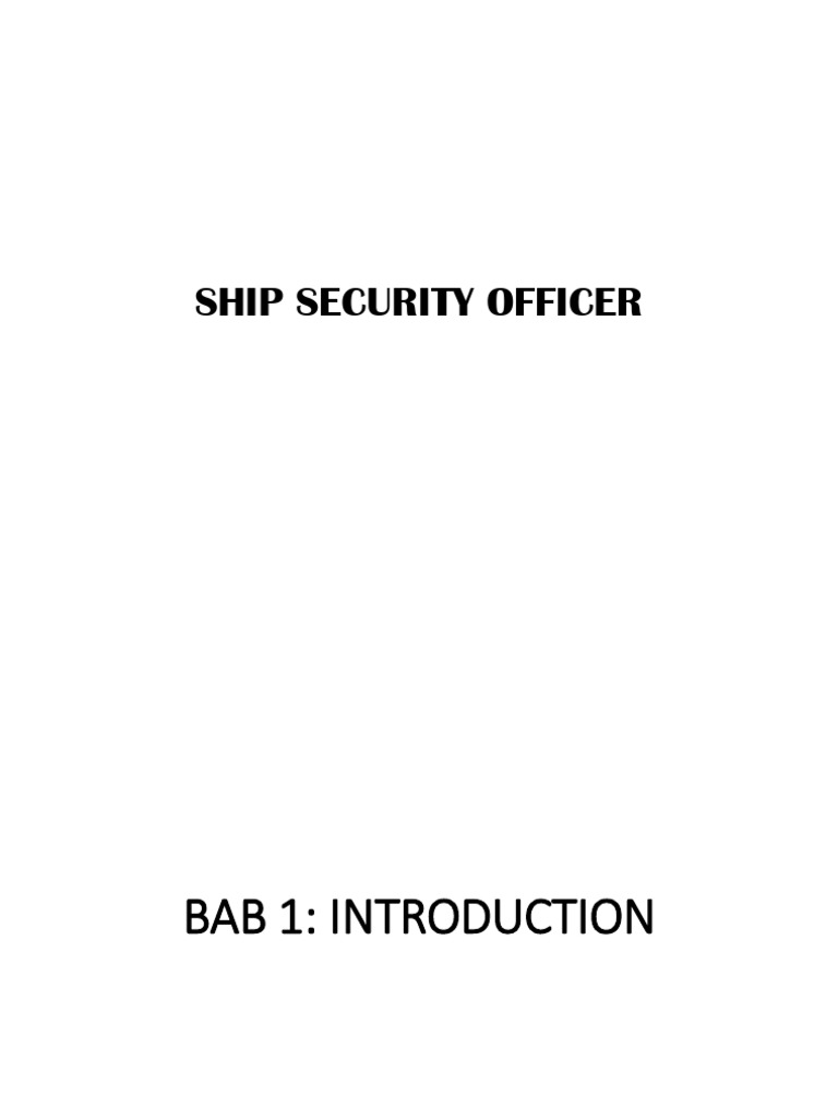 Ship Security Officer Sso | PDF