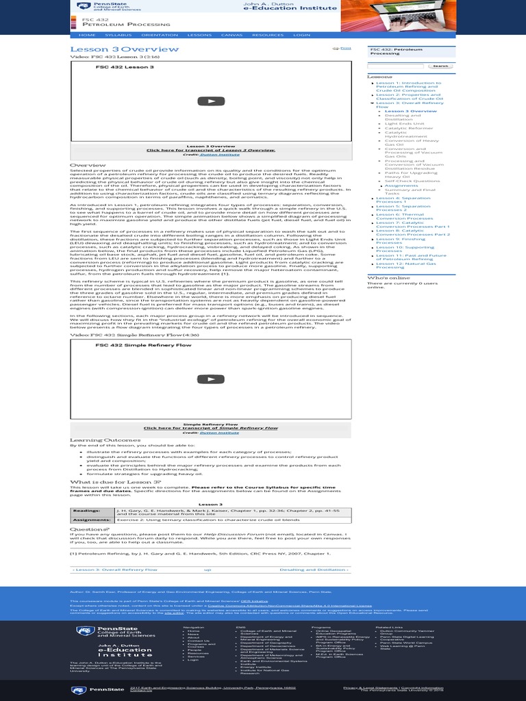 Lesson 3 Overview Fsc 432 Petroleum Refining Pdf Gasoline