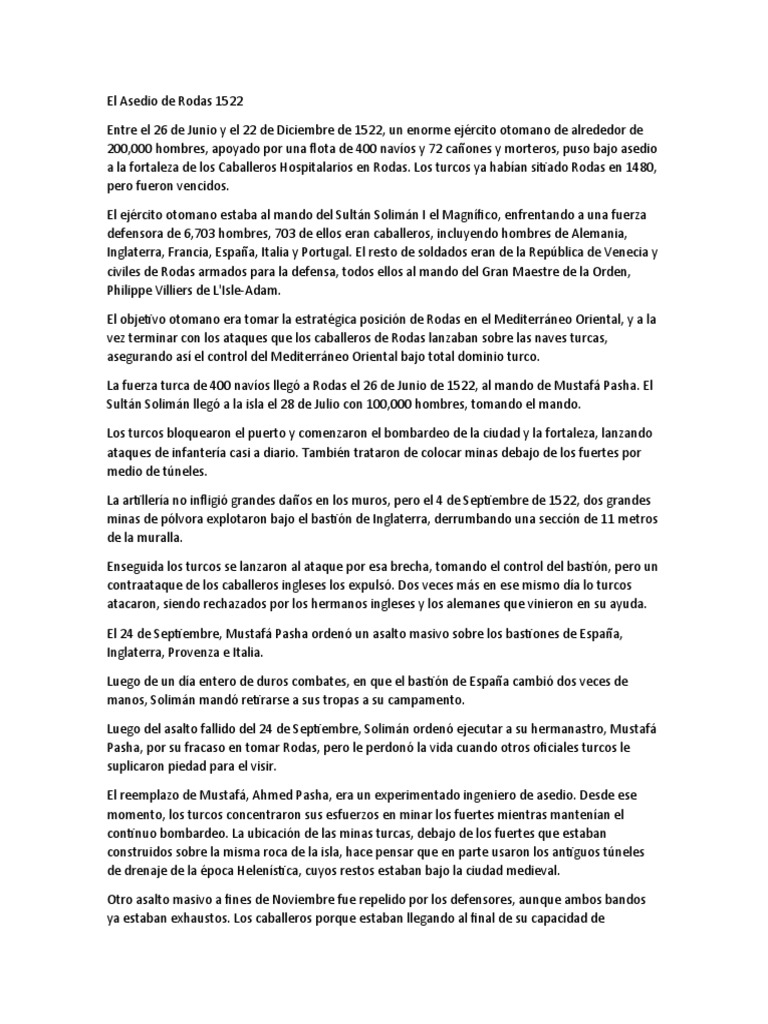 El Asedio de Rodas 1522 PDF Rodas imperio Otomano