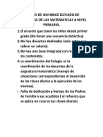 Motivo de Un Indice Elevado de Deficiencias de Las Matematicas A Nivel Primaria