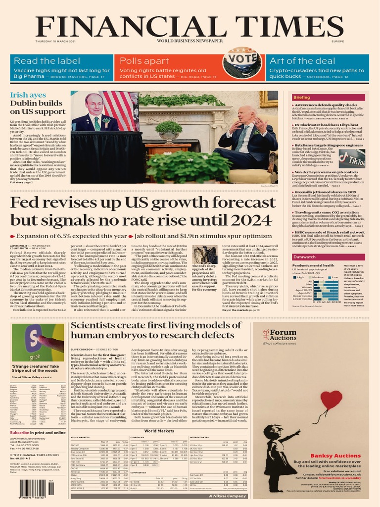 Financial Times Europe March 182021 | PDF | Federal Reserve | Inflation