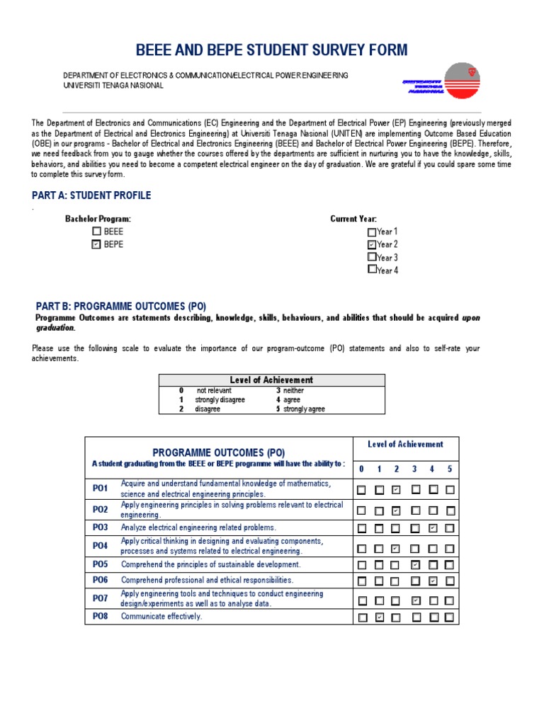 BEEE & BEPE Student Feedback Survey | PDF | Engineering | Teaching