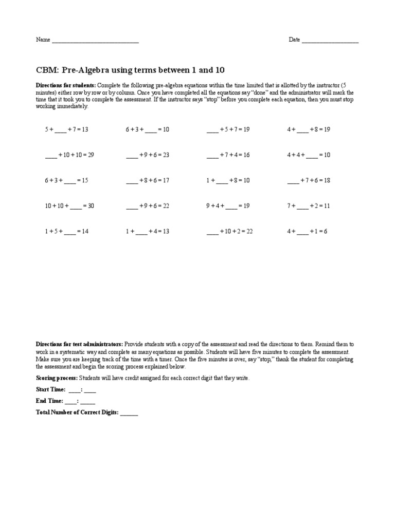 SPD 633 Week 2 Fieldwork CBM For MATH | PDF