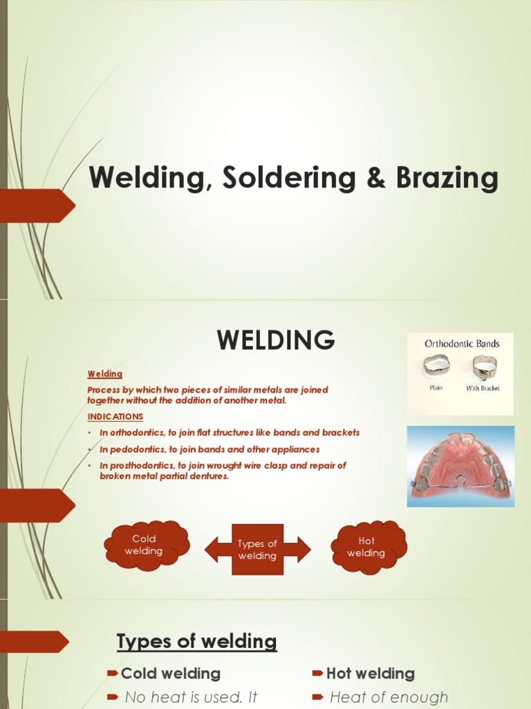 Welding, Soldering & Brazing in Dentistry Joining Metals Through Heat