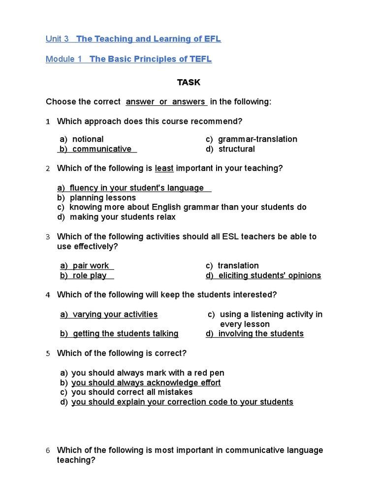 The Teaching and Learning of EFL The Basic Principles of TEFL | PDF