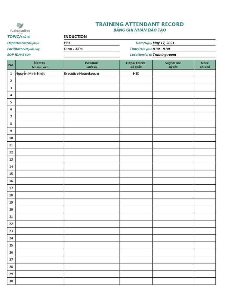 Training Record - Single Topic | PDF