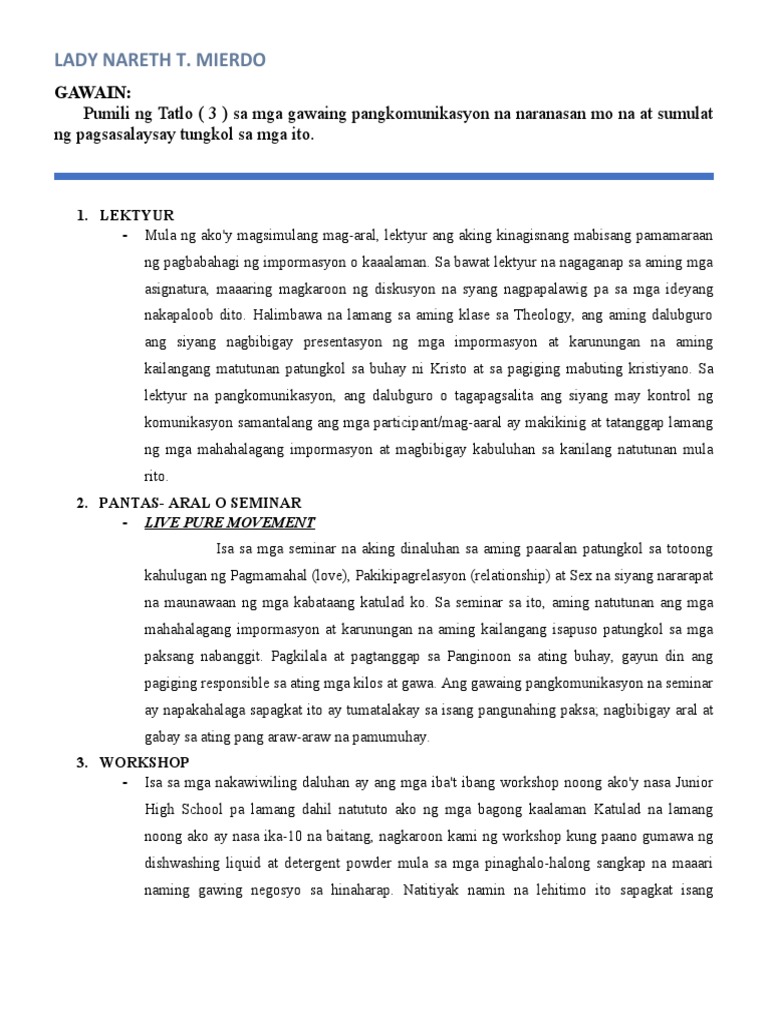 FIL 1 Activity | PDF