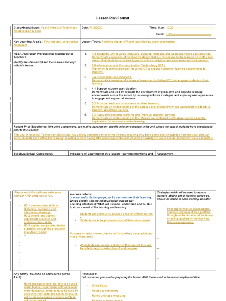 Year 9 It Metal Lesson Plan 7-12 | PDF | Educational Technology ...